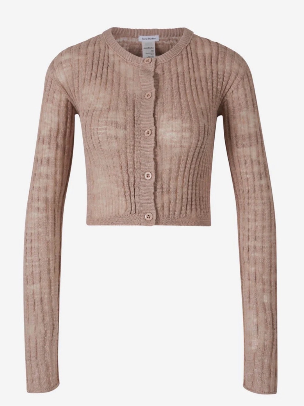 ACNE STUDIOS Kikos Ribbed Linen Blend Crop Cardigan